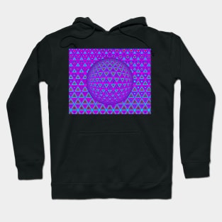 neon purple triangular design over a 3D sphere Hoodie